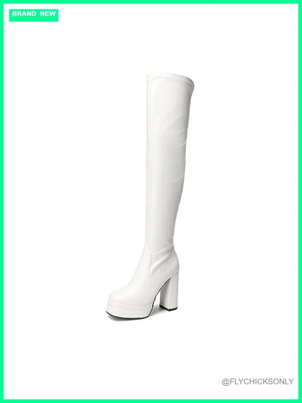 Women's Platform Chunky Knee High Gogo Boots Faux Leather Over the Knee